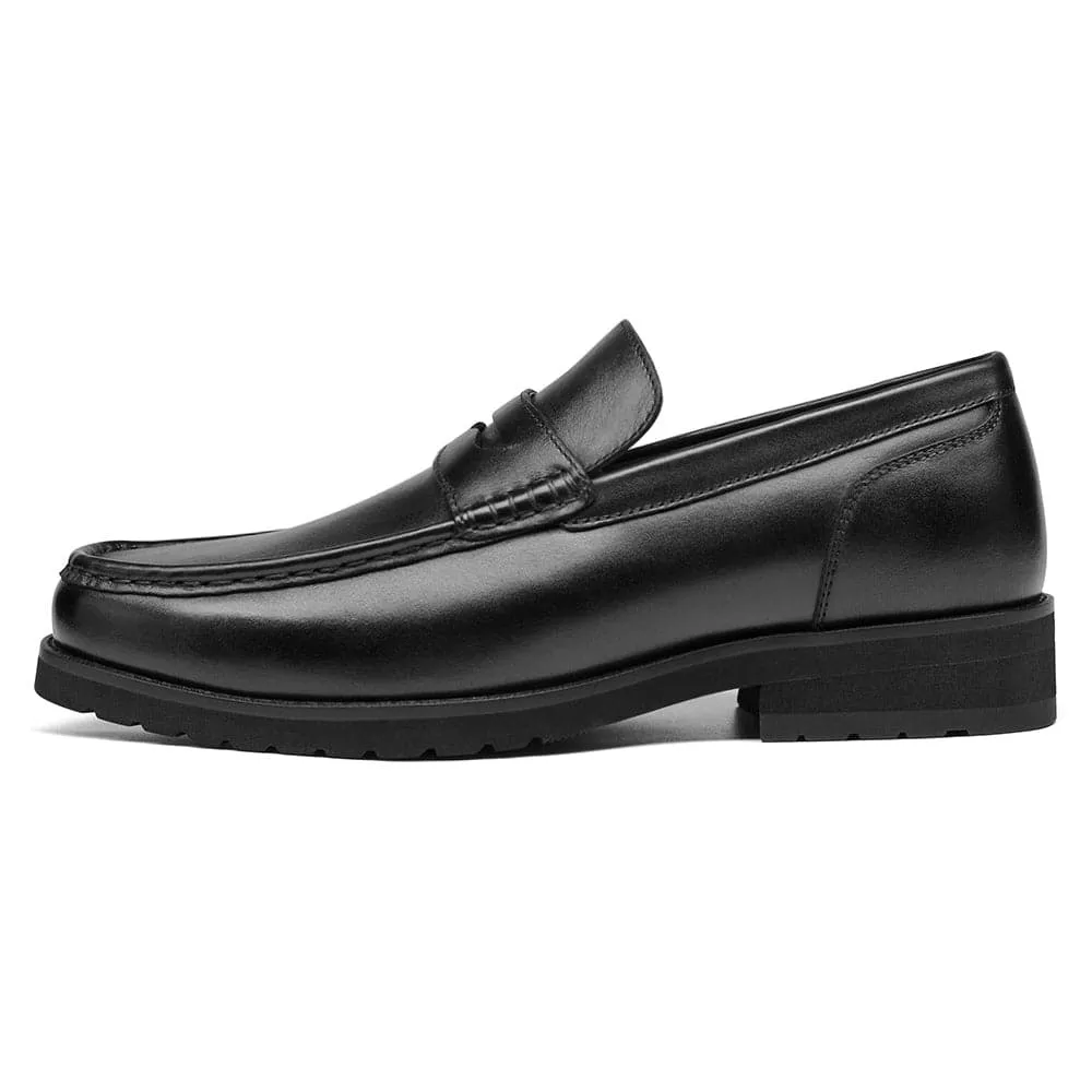 6 CM / 2.36 inches CMR CHAMARIPA Black Penny Loafers for Men - Height Increasing High Heel Lifting Shoes