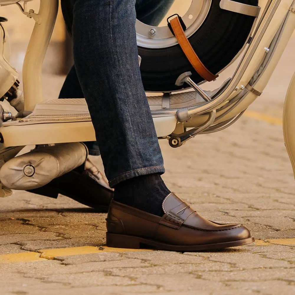 6 CM / 2.36 Inches CMR CHAMARIPA Men's Height Increasing Handmade Custom Penny Loafers - Vintage Formal Shoes