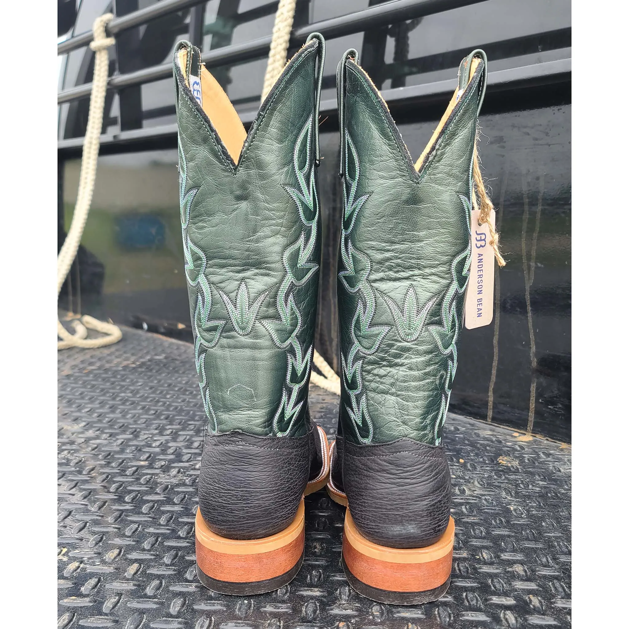 Anderson Bean Men's Black & Green Oiled Shark Boots