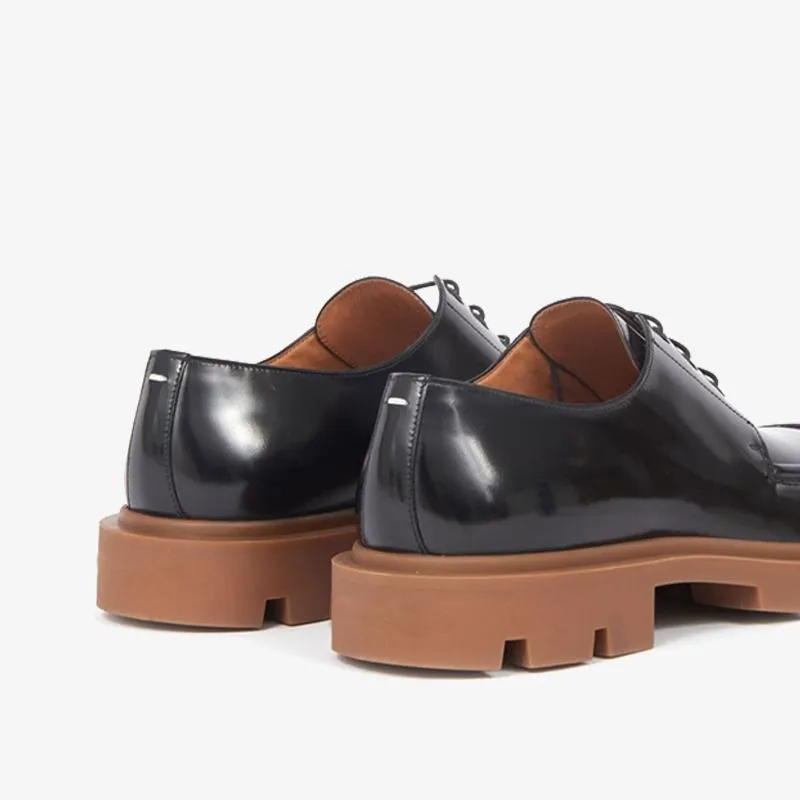 Black Laced Platform Brogue Shoes