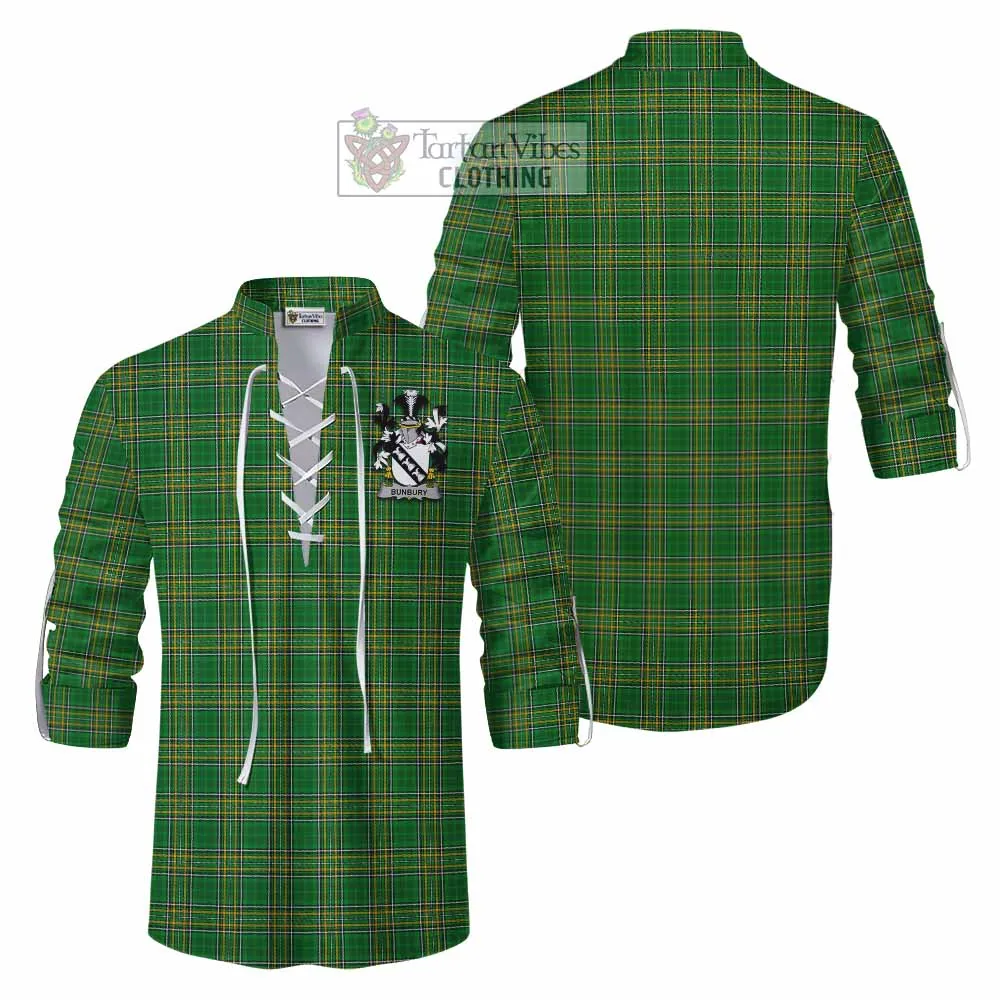 Bunbury Irish Clan Tartan Ghillie Kilt Shirt with Coat of Arms