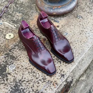 Burgundy Brown Leather Castello Oxford Shoes - AW24