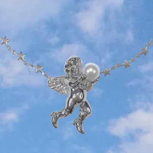 [HURJABOYACC] Seasonless Angel in cowboy boots necklace