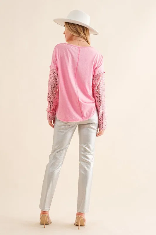 Lucky Star Sequin Top - Charcoal or Pink