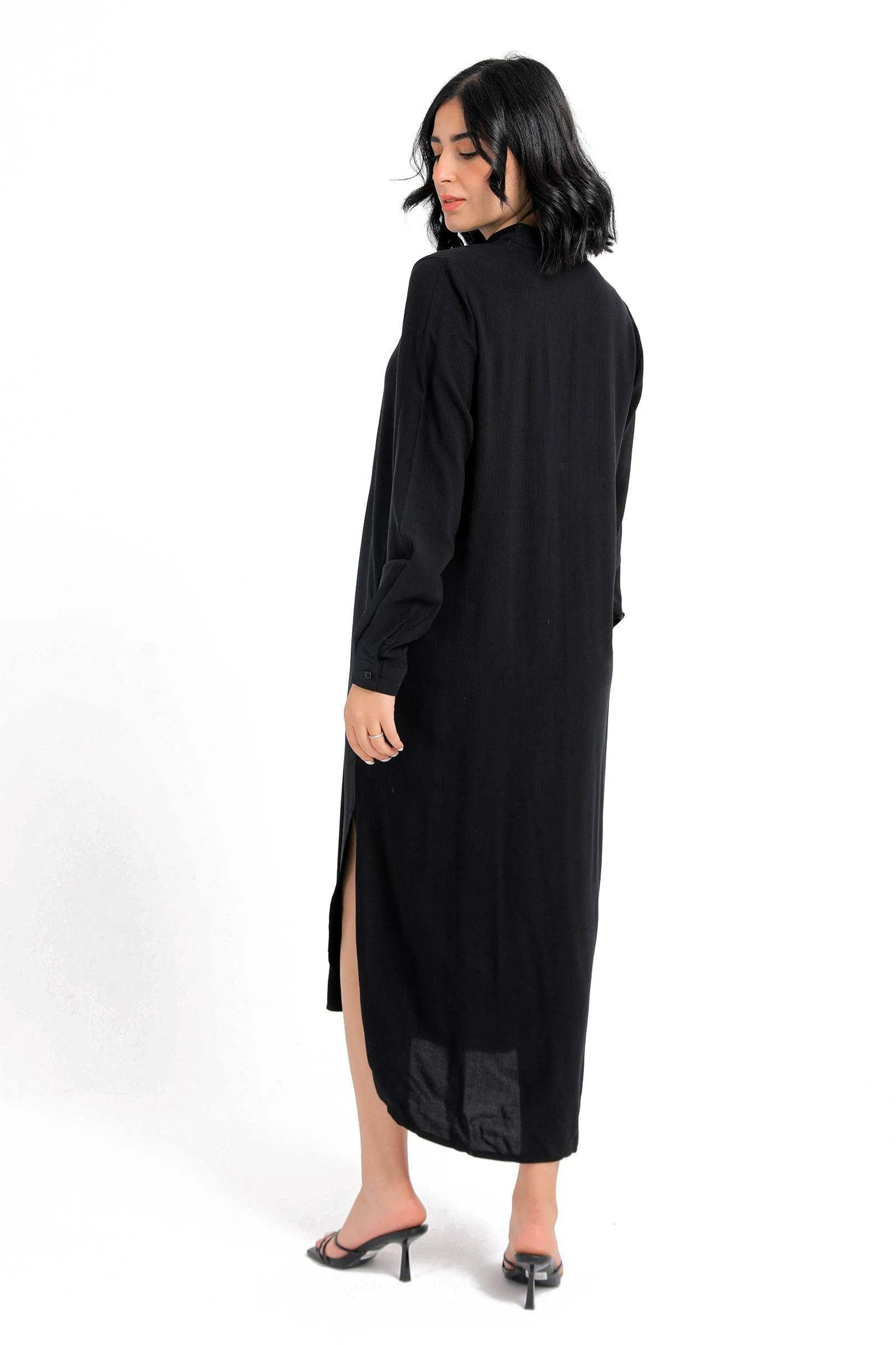 Mandarin Collar Shirt Dress