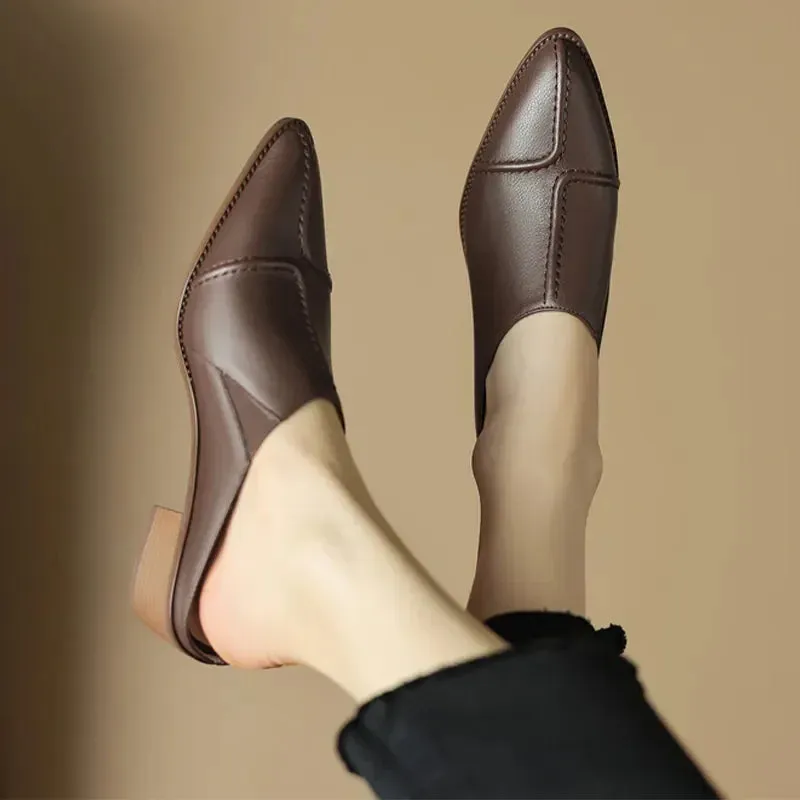 Merendy Lijepog Pointed-Toe Chunky Mid-Heel Mules