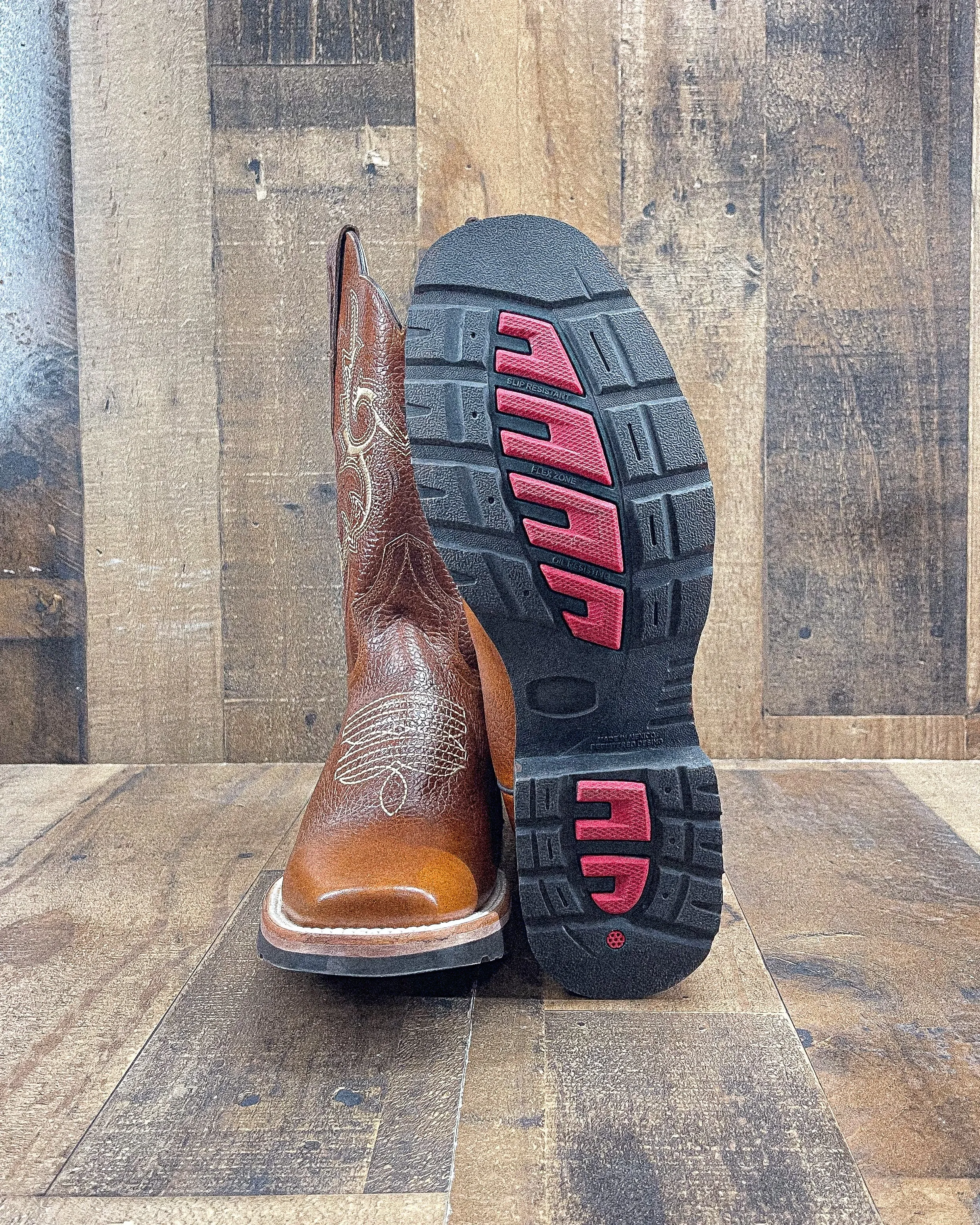 "DARTANIAN" COGNAC | MEN SQUARE TOE COWBOY BOOTS