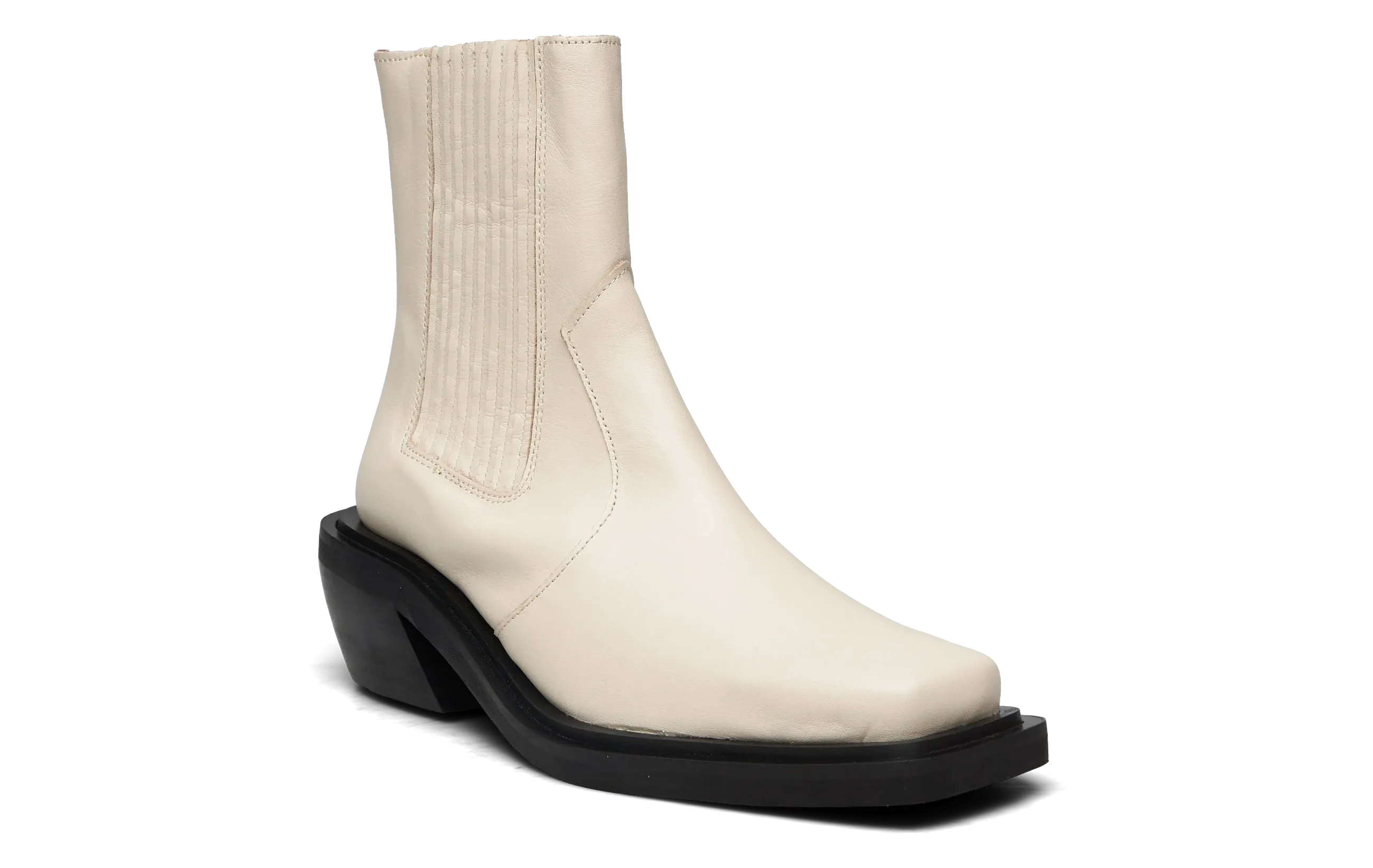 Ranch Cream Leather Ankle Boots